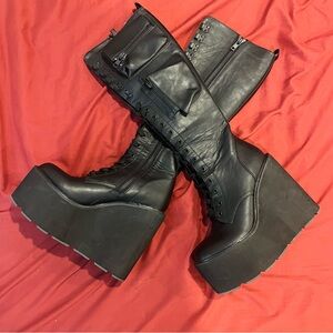 Current Mood x Dolls Kill - OBSIDIAN POCKET PLATFORM BOOTS